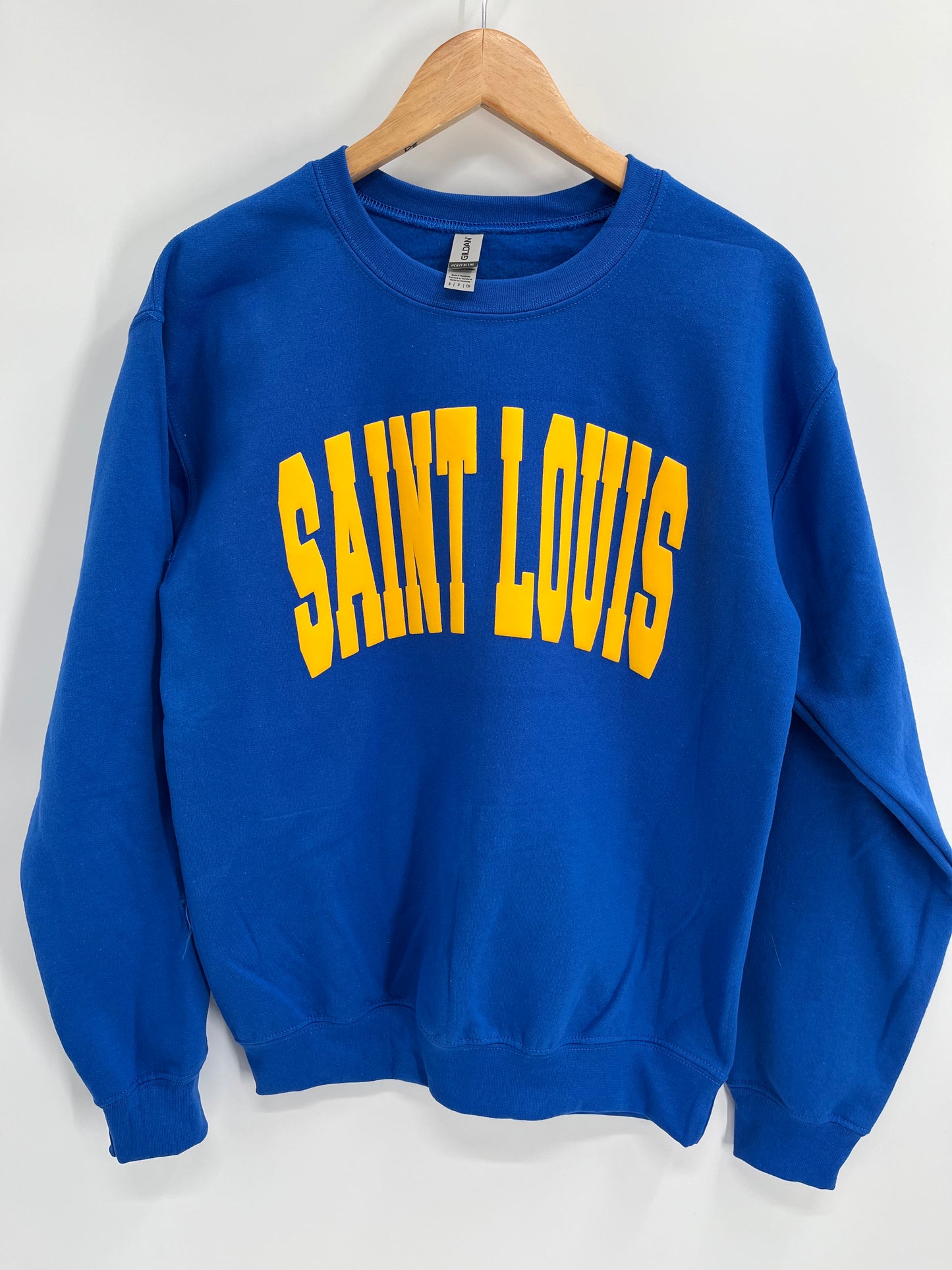 Blue and Gold Saint Louis Puff Crewneck