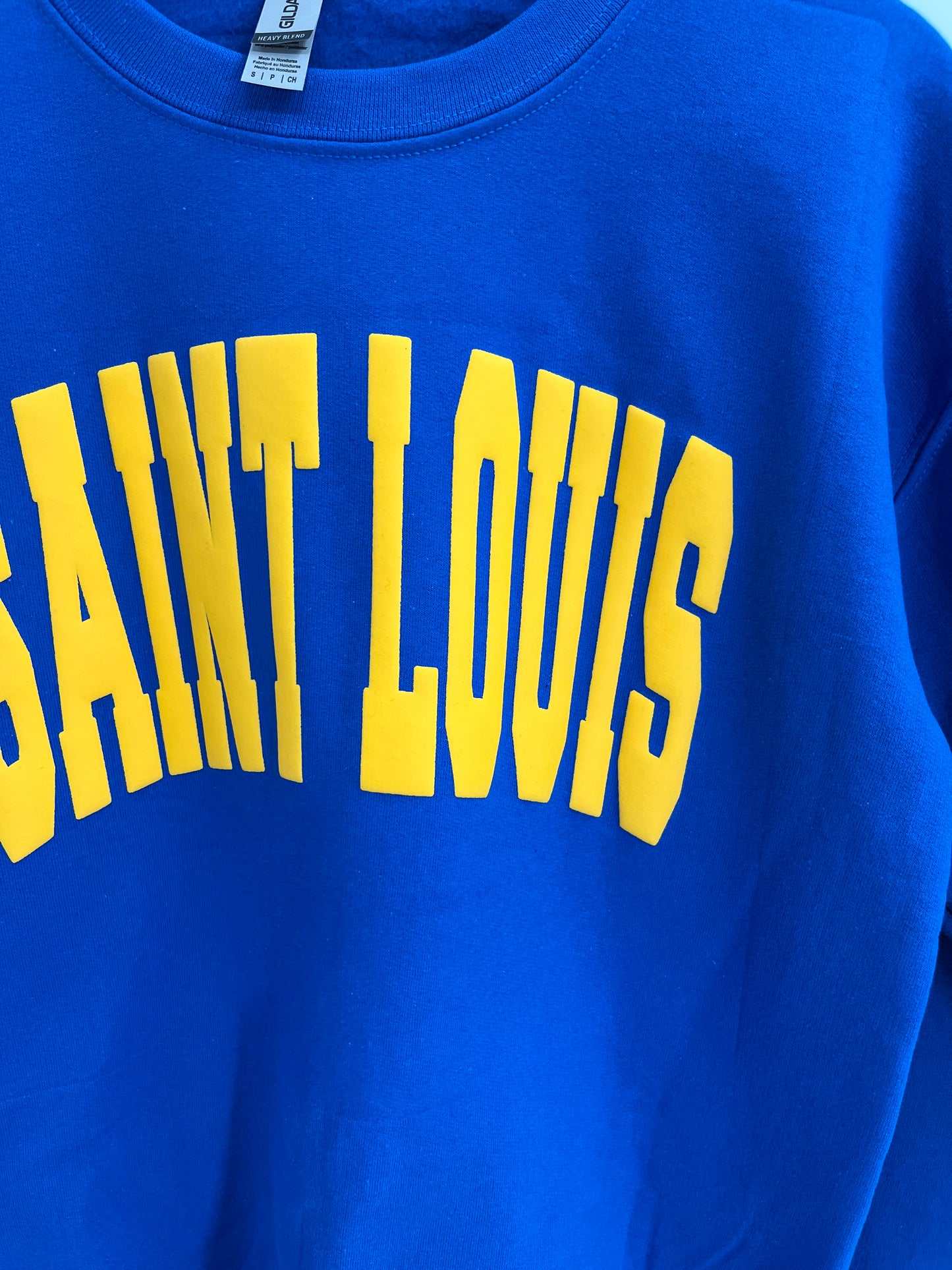 Blue and Gold Saint Louis Puff Crewneck