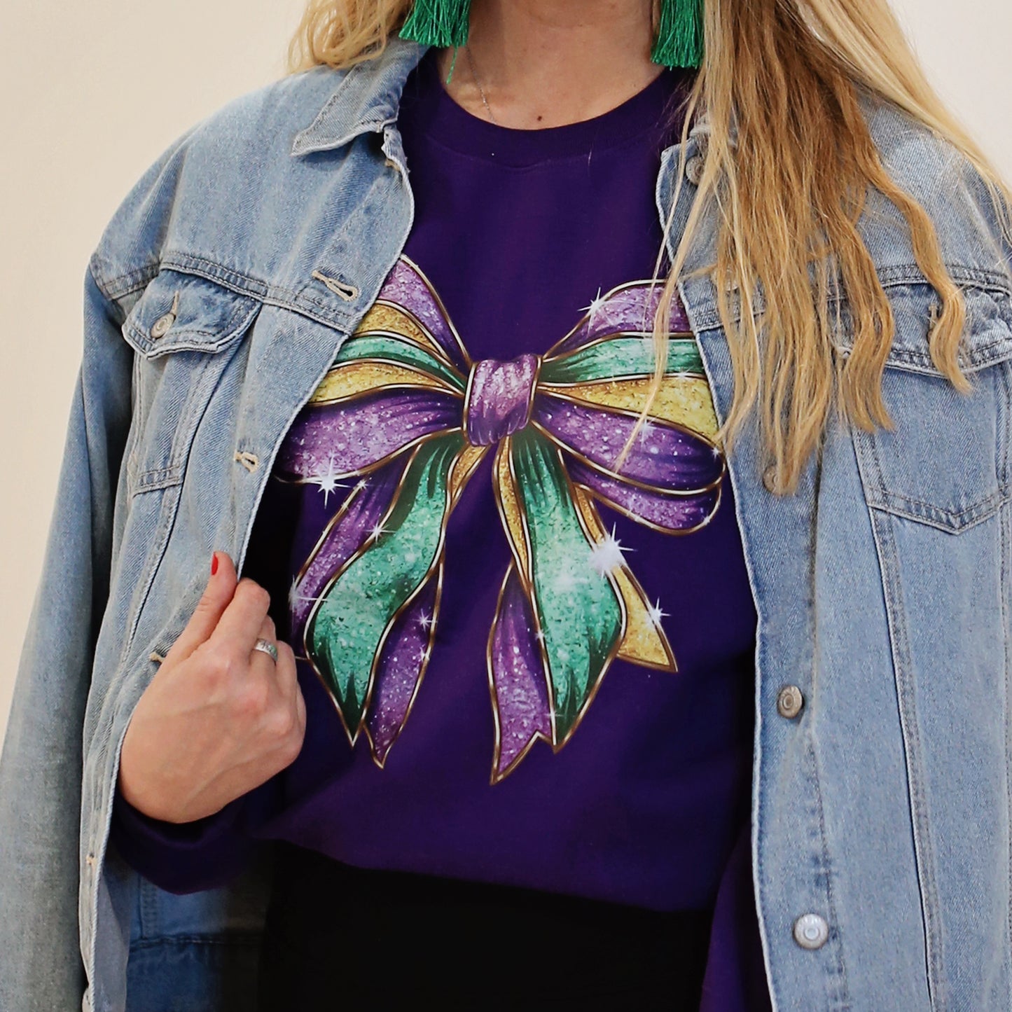 Mardi Gras Bow Crewneck
