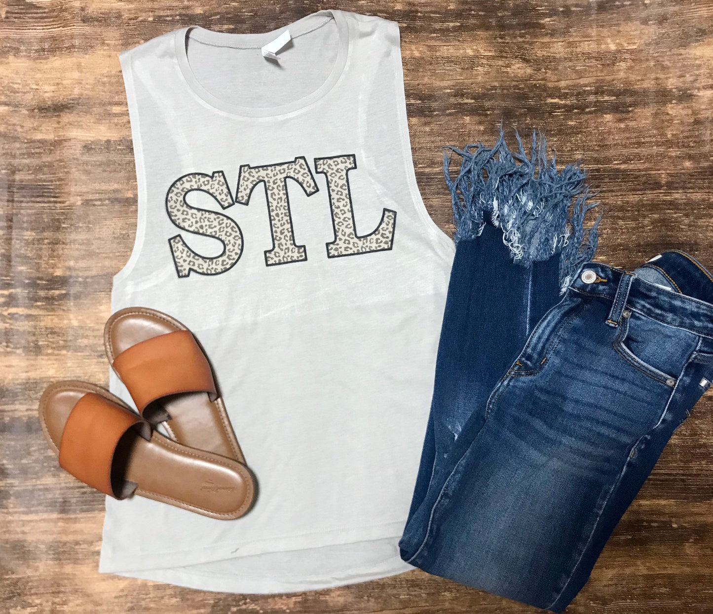 Neutral Leopard STL Muscle Tank