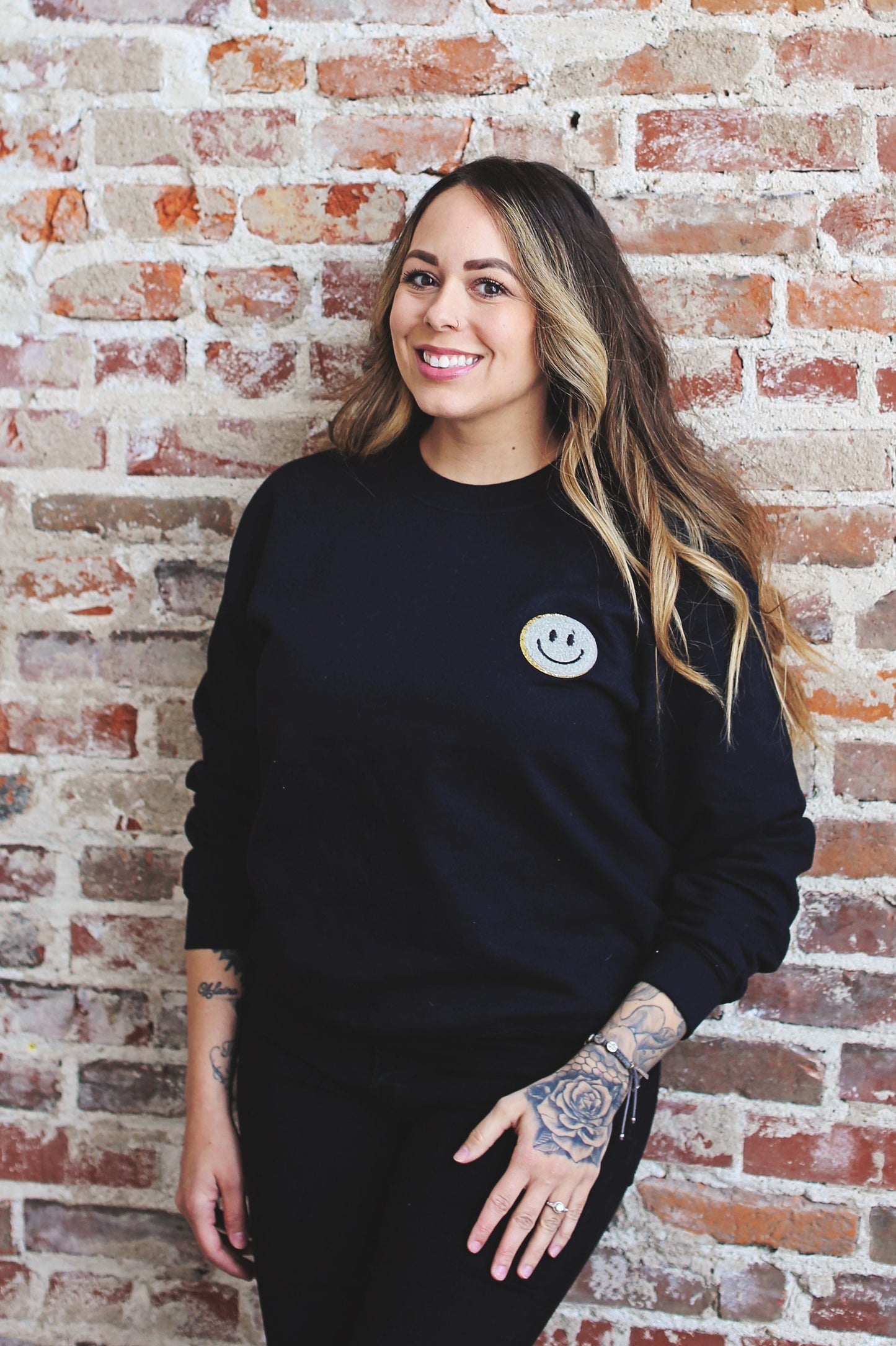 Smiley Chenille Patch sweatshirt