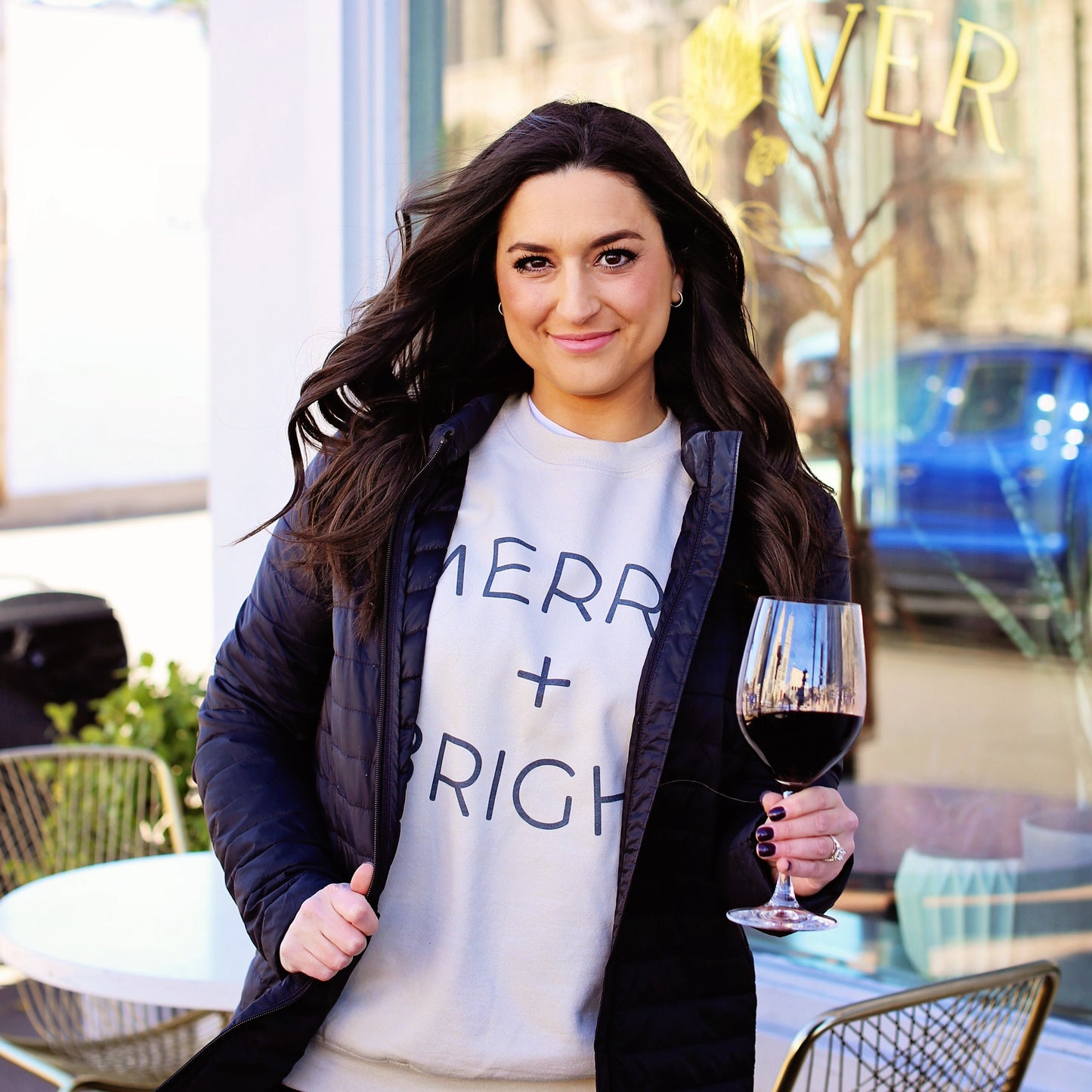 Neutral Merry + Bright sweatshirt