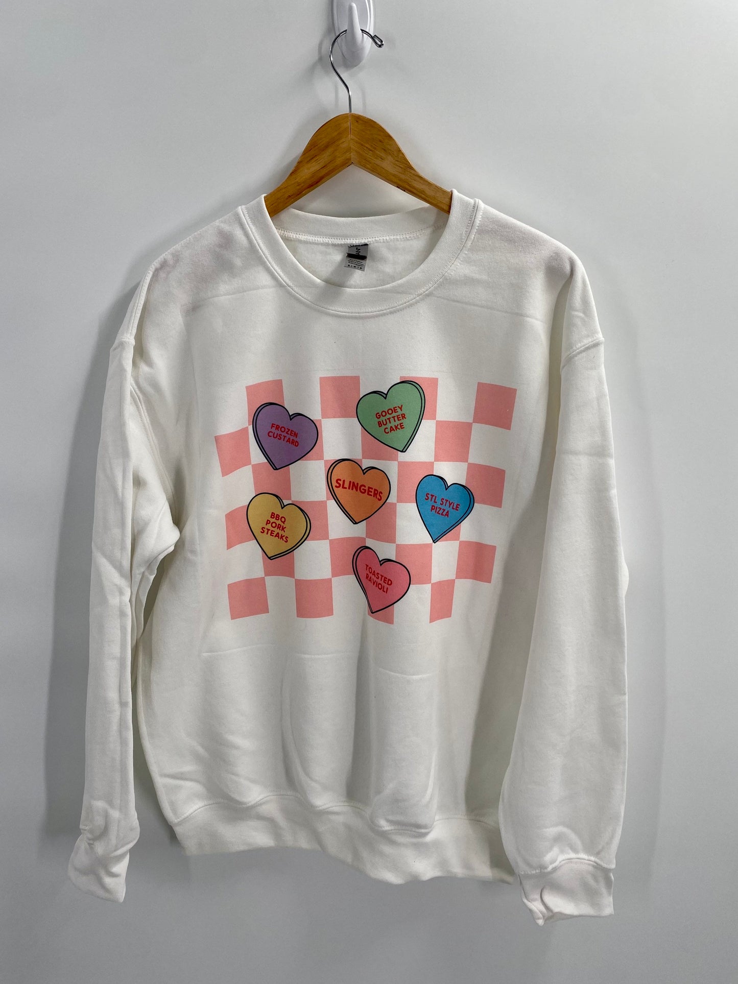 Checkered Saint Louis Conversation Hearts Crewneck