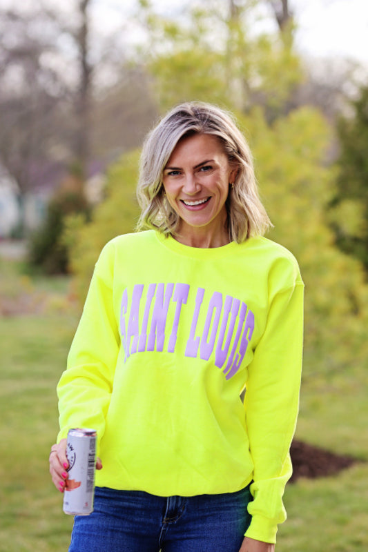 Chartreuse with Lilac Puff Saint Louis crewneck