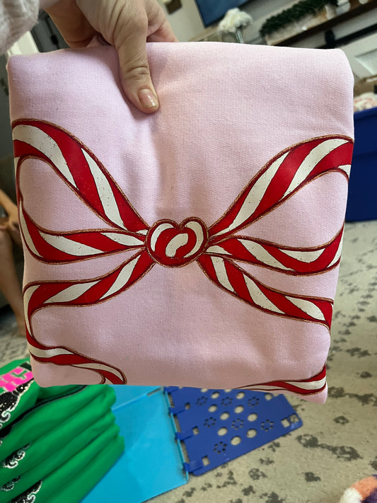 Candy Cane bow crewneck