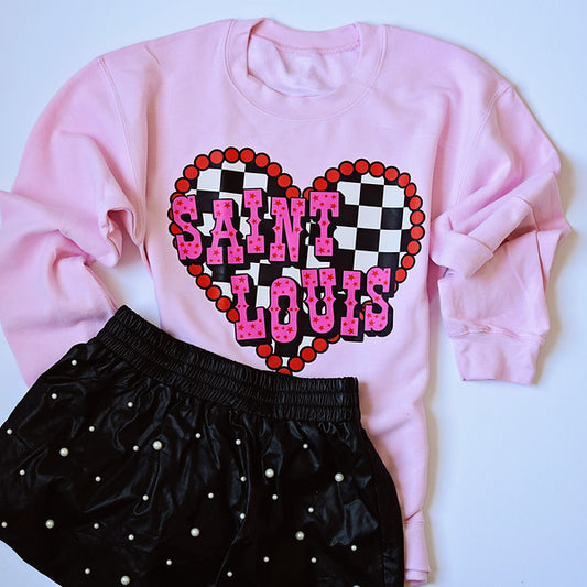 Checkered Heart Saint Louis crewneck