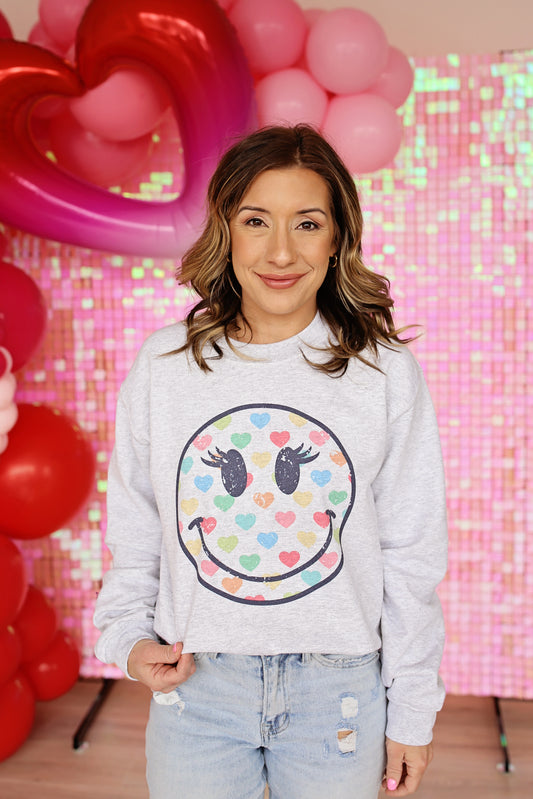 Heart Smiley Face Crewneck
