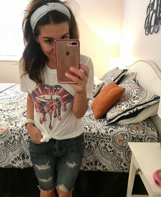 Patriotic Tie Dye lips shirt