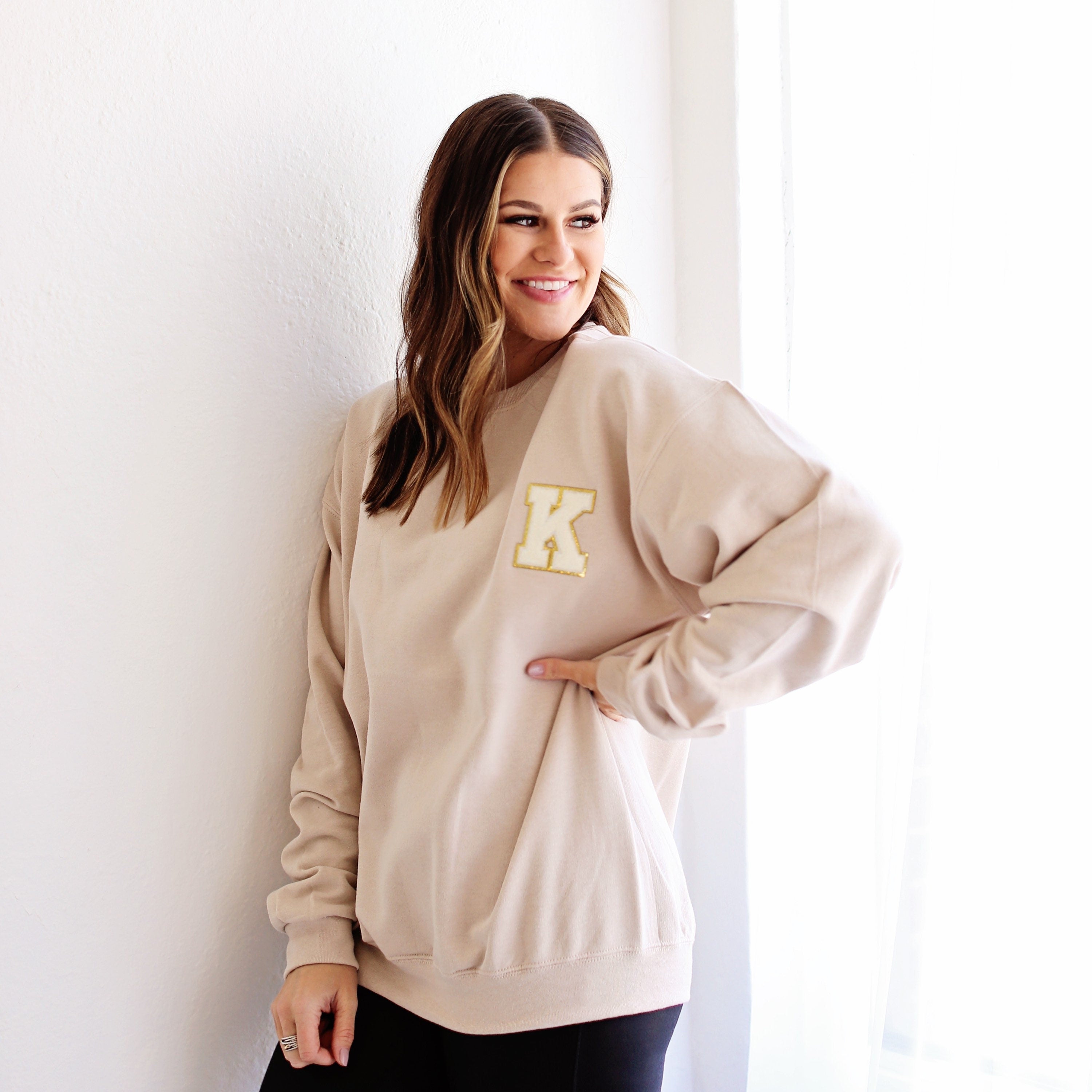 Chenille clearance patch sweatshirt