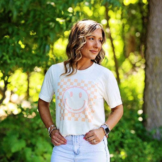 Checkered Smiley Tee