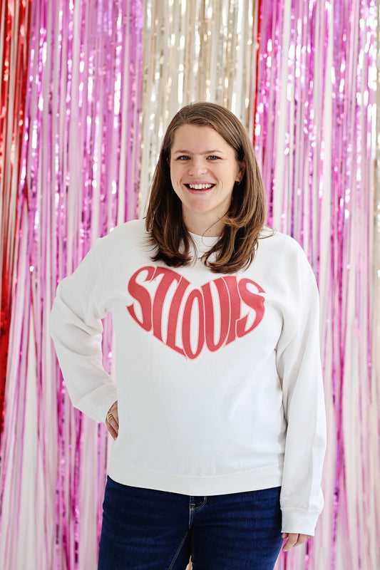 White Heart Shaped Saint Louis sweatshirt